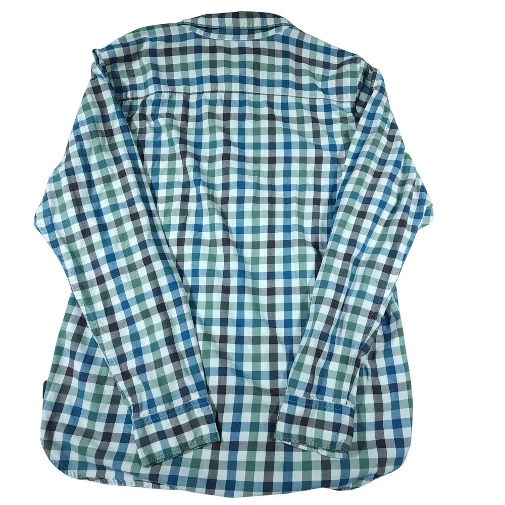 The North Face Mens Long Sleeve Gingham Button Up Shirt Large L Blue Green Brown - Picture 4 of 7